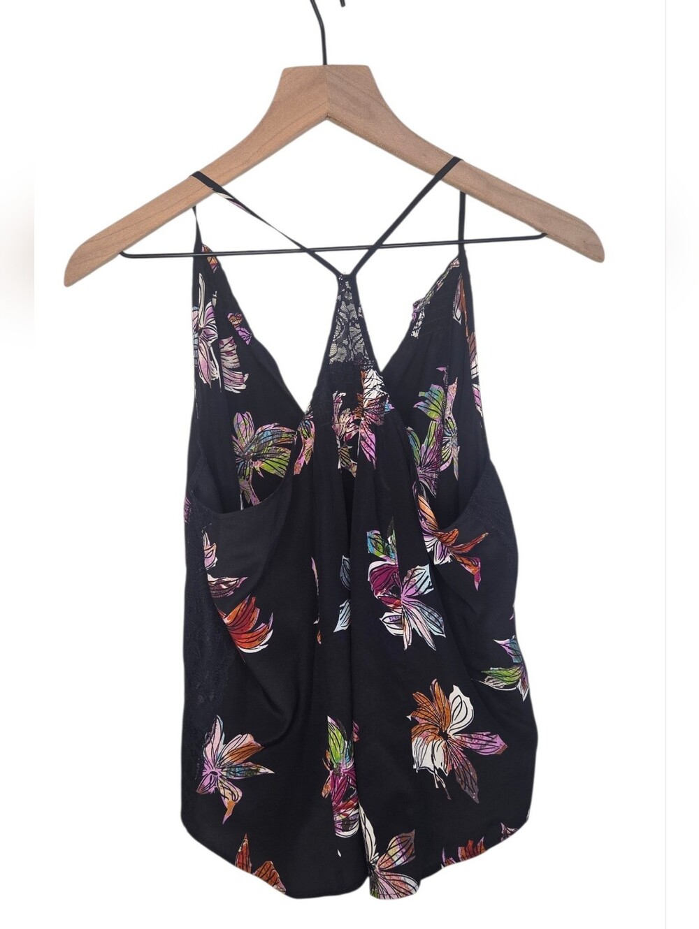Maeve Black Floral Silk V-Neck Cami - Size 6 - Picture 2 of 4